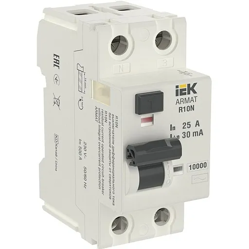УЗО IEK Armat R10N 30А 2P тип AC 30 мА 10 кА (AR-R10N-2-025C030) УЗО IEK Armat R10N 30А 2P тип AC 30 мА 10 кА (AR-R10N-2-025C030)