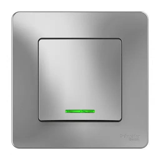 Выключатель Systeme Electric Blanca одноклавишный встраиваемый алюминий с подсветкой (BLNVS010113)