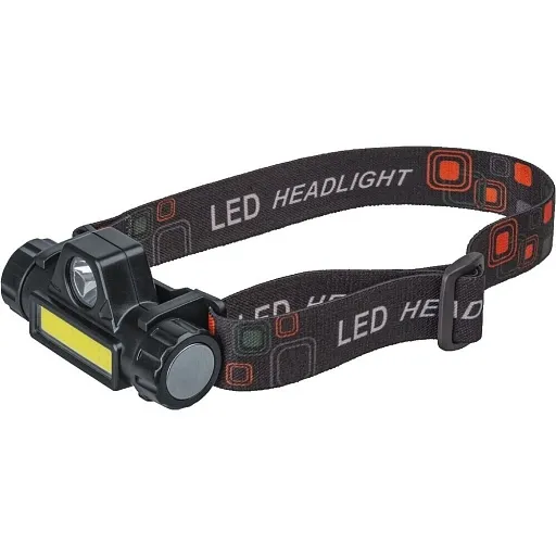 Фонарь налобный Онлайт OPT-H01-ACCU светодиодный 1 LED 5 Вт аккумуляторный Li-Ion 1200 мАч пластик 2 режима (90857)