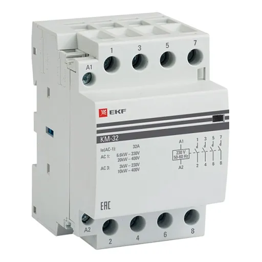 Контактор модульный EKF PROxima КМ 230-240 В 32 А тип AC 4НО (km-3-32-40)
