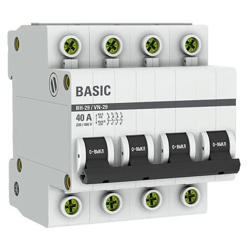 Выключатель нагрузки EKF Basic ВН-29 4Р 40А 400 В на DIN-рейку (SL29-4-40-bas) Выключатель нагрузки EKF Basic ВН-29 4Р 40А 400 В на DIN-рейку (SL29-4-40-bas)