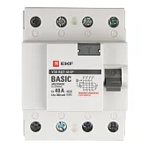УЗО EKF Basic ВДТ-40 40А 3P+N тип AC 300 мА 4,5 кА (elcb-4-40-300e-sim)