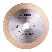 Диск алмазный по керамограниту Hilberg Master Сeramic 200х25,4х1,4 мм сплошной для заусовки мокрый рез (HM505)