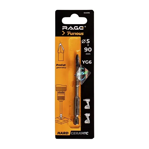 Сверло по керамограниту Rage Furious Hard Ceramic HEX 5х90 мм (554095)