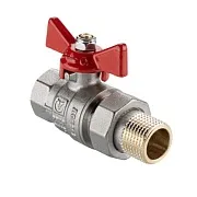 Кран шаровой латунный Valtec Base-ГОСТ 1 ВР(г) х 1 НР(ш) бабочка со сгоном прямой (VT.227S.N.06) Кран шаровой латунный Valtec Base-ГОСТ 1 ВР(г) х 1 НР(ш) бабочка со сгоном прямой (VT.227S.N.06)