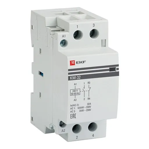 Контактор модульный EKF PROxima КМ 230-400 В 32 А тип AC 1НО+1НЗ (km-2-32-11) Контактор модульный EKF PROxima КМ 230-400 В 32 А тип AC 1НО+1НЗ (km-2-32-11)