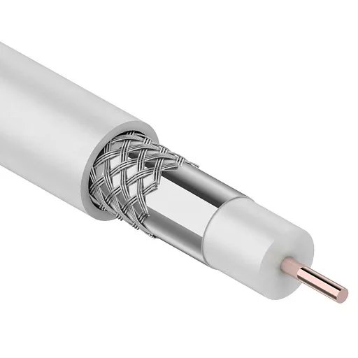 Кабель коаксиальный телевизионный RG 6 1х6,8 мм экранированный CCS PVC Proconnect белый