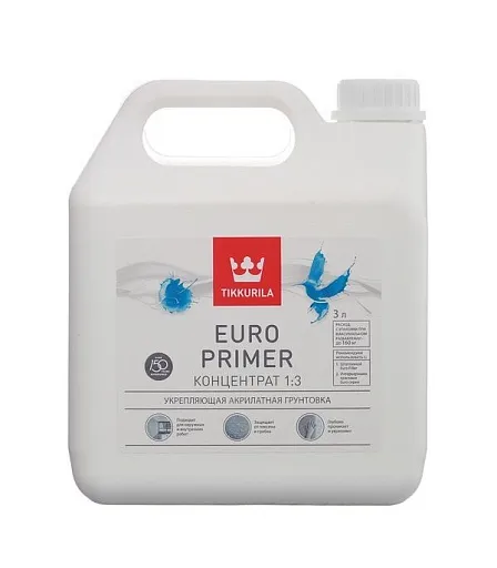 Грунт Tikkurila/Tikkivala Euro Primer 3 л концентрат 1:3 Грунт Tikkurila/Tikkivala Euro Primer 3 л концентрат 1:3
