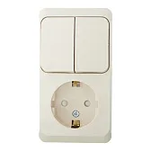 Блок выключатель и розетка Systeme Electric Этюд двухклавишный накладной кремовый (BPA16-202K) Блок выключатель и розетка Systeme Electric Этюд двухклавишный накладной кремовый (BPA16-202K)