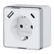 Розетка Werkel Gallant накладная белая с заземлением со шторками с USB-A/ Type-C (a057698) Розетка Werkel Gallant накладная белая с заземлением со шторками с USB-A/ Type-C (a057698)