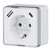 Розетка Werkel Gallant накладная белая с заземлением со шторками с USB-A/ Type-C (a057698)