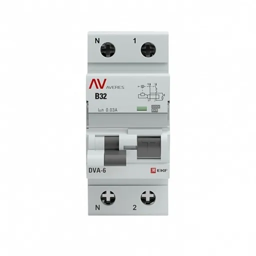 Автомат дифференциальный EKF Averes DVA-6 32А 1P+N тип A 30 мА 6 кА (rcbo6-1pn-32B-30-a-av)
