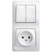 Блок выключатель и розетка Systeme Electric Glossa двухклавишный встраиваемый белый (GSL000172) Блок выключатель и розетка Systeme Electric Glossa двухклавишный встраиваемый белый (GSL000172)