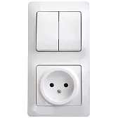 Блок выключатель и розетка Systeme Electric Glossa двухклавишный встраиваемый белый (GSL000172) Блок выключатель и розетка Systeme Electric Glossa двухклавишный встраиваемый белый (GSL000172)