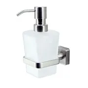 Дозатор для мыла WasserKraft Rhin с держателем стекло матовый/металл хром (K-8799) Дозатор для мыла WasserKraft Rhin с держателем стекло матовый/металл хром (K-8799)