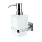 Дозатор для мыла WasserKraft Rhin с держателем стекло матовый/металл хром (K-8799) Дозатор для мыла WasserKraft Rhin с держателем стекло матовый/металл хром (K-8799)