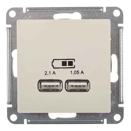 Розетка USB Systeme Electric AtlasDesign встраиваемая бежевая 2хUSB-А (ATN000233) Розетка USB Systeme Electric AtlasDesign встраиваемая бежевая 2хUSB-А (ATN000233)