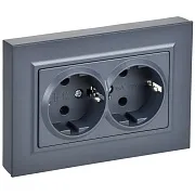 Розетка двойная IEK Brite встраиваемая маренго с заземлением (BR-R27-16-K35-F) Розетка двойная IEK Brite встраиваемая маренго с заземлением (BR-R27-16-K35-F)