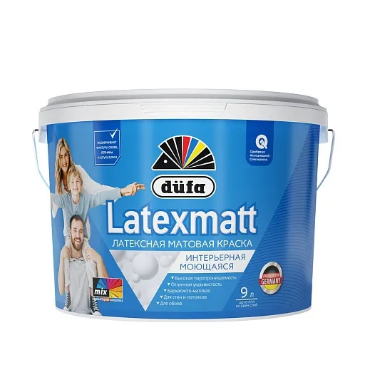 Краска интерьерная Dufa Latexmatt латексная моющаяся белая 9 л Краска интерьерная Dufa Latexmatt латексная моющаяся белая 9 л