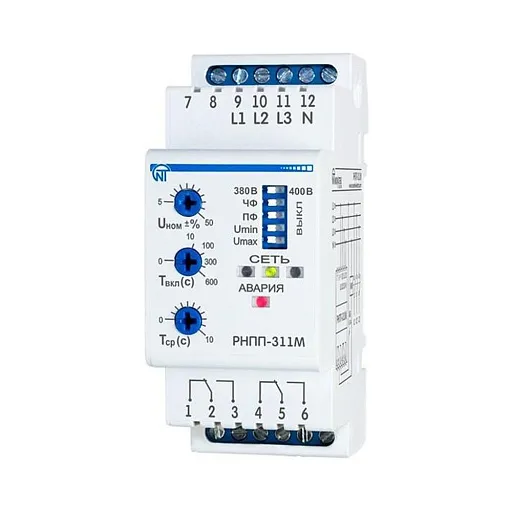 Реле напряжения модульное Новатек РНПП-311М 400 В 5 А тип AC/DC