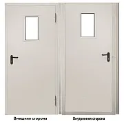 Дверь противопожарная Промет ДПС-EIS-60 со стеклом правая серый RAL 7035 950х2050 мм