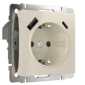 Розетка Werkel встраиваемая слоновая кость с заземлением с USB-A/ Type-C (a056273) Розетка Werkel встраиваемая слоновая кость с заземлением с USB-A/ Type-C (a056273)