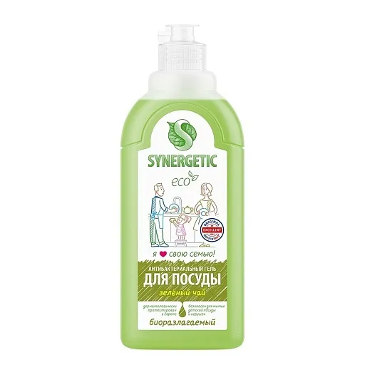 Средство Synergetic для мытья посуды зеленый чай 500 мл Средство Synergetic для мытья посуды зеленый чай 500 мл