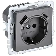 Розетка IEK Brite РЮш11-1-БрС встраиваемая сталь с заземлением со шторками USB-A/ Type-C (BR-R14-16-U22-018-K46) Розетка IEK Brite РЮш11-1-БрС встраиваемая сталь с заземлением со шторками USB-A/ Type-C (BR-R14-16-U22-018-K46)
