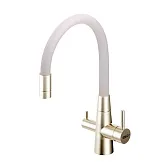 Смеситель для кухни Esko Coral бежевый/золото с высоким изливом с подключением к фильтру однорычажный (CL03GBG) Смеситель для кухни Esko Coral бежевый/золото с высоким изливом с подключением к фильтру однорычажный (CL03GBG)