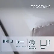Простыня на резинке 200х200х30 см сатин серая Lorikeet Solo Простыня на резинке 200х200х30 см сатин серая Lorikeet Solo