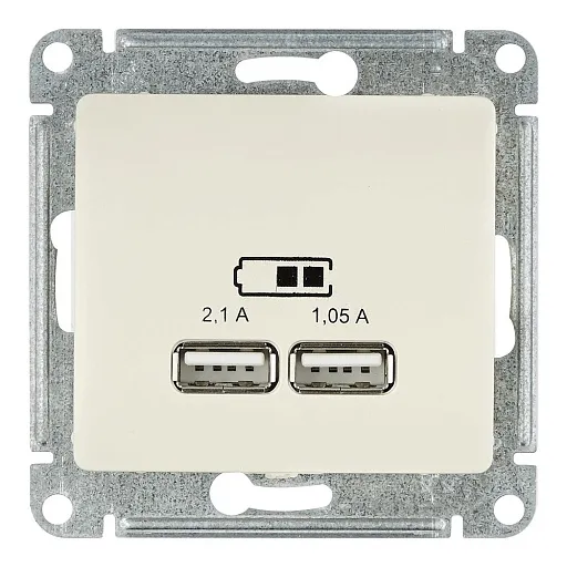 Розетка USB Systeme Electric Glossa встраиваемая бежевая 2хUSB-A (GSL000233) Розетка USB Systeme Electric Glossa встраиваемая бежевая 2хUSB-A (GSL000233)