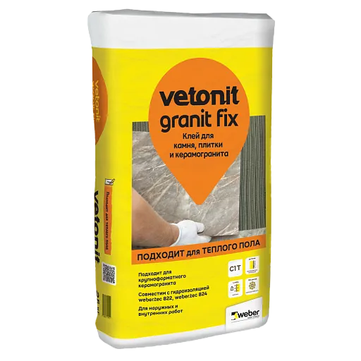 Клей для плитки, керамогранита и мозаики Weber.vetonit Granit fix 25 кг