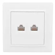 Розетка компьютерная/ телефонная EKF Минск встраиваемая белая RJ11/ RJ45 (ERK00-135-10)
