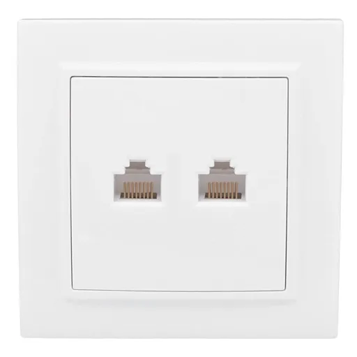 Розетка компьютерная/ телефонная EKF Минск встраиваемая белая RJ11/ RJ45 (ERK00-135-10)