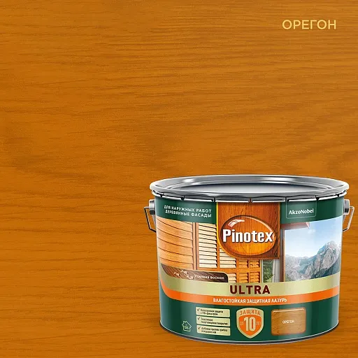 Антисептик Pinotex Ultra декоративный для дерева орегон 9 л Антисептик Pinotex Ultra декоративный для дерева орегон 9 л