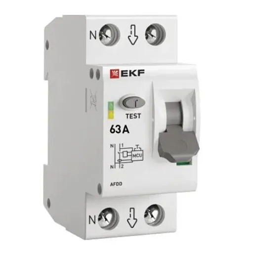 Устройство защиты от дугового пробоя EKF PROxima 63-pro 2P 63А 230 В на DIN-рейку (afdd-2-63-pro)