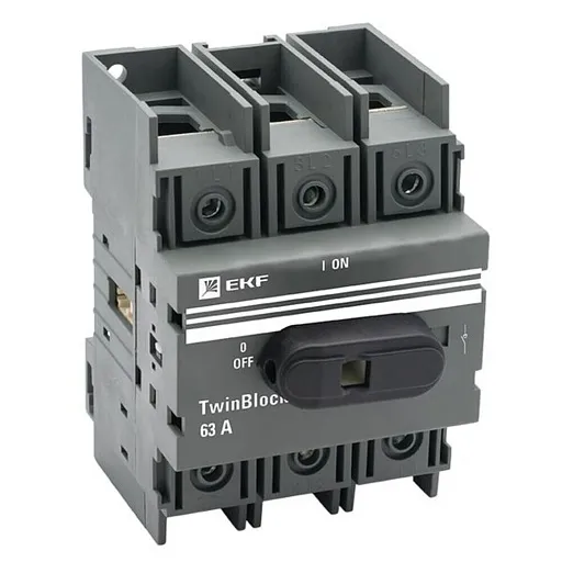 Выключатель-разъединитель EKF TwinBlock 3P 63А 400-690 В на монтажную плату (tb-63-3p-f)