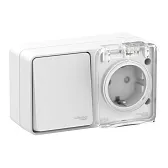 Блок выключатель и розетка Systeme Electric AtlasDesign Profi54 одноклавишный накладной белый (ATN540170) Блок выключатель и розетка Systeme Electric AtlasDesign Profi54 одноклавишный накладной белый (ATN540170)