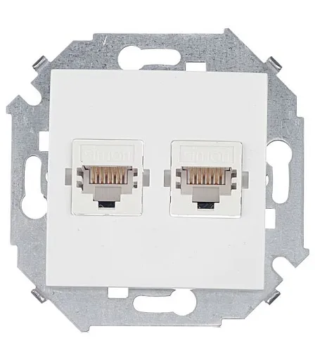 Розетка компьютерная Simon 15 встраиваемая белая 2хRJ45 (1591593-030) Розетка компьютерная Simon 15 встраиваемая белая 2хRJ45 (1591593-030)