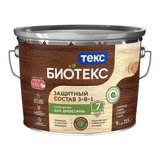 Антисептик Текс Биотекс 3-в-1 декоративный для дерева беленый дуб 9 л