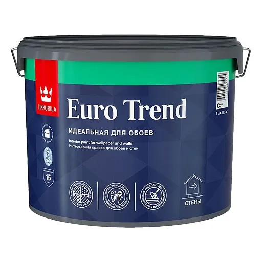 Краска моющаяся Tikkurila/Tikkivala Euro Trend база C бесцветная 9 л