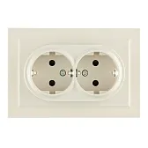 Розетка двойная IEK Brite РСш12-3-БрКр встраиваемая бежевая с заземлением со шторками (BR-R24-16-K10-F)