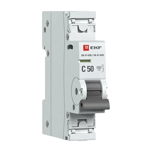 Автоматический выключатель модульный EKF PROxima ВА 47-63N 1P 50А тип C 6 кА 230 В (M636150C)