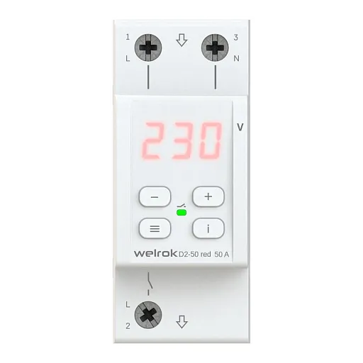 Реле напряжения модульное Welrok D2-50 red 220 В 50 А тип AC цифровое