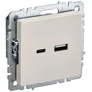 Розетка USB IEK Brite РЮ11-1-БрКр встраиваемая бежевая USB-A/ Type-C (BR-U22-018-K10) Розетка USB IEK Brite РЮ11-1-БрКр встраиваемая бежевая USB-A/ Type-C (BR-U22-018-K10)