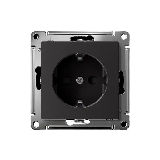 Розетка Systeme Electric AtlasDesign встраиваемая карбон с заземлением со шторками (ATN001045S)