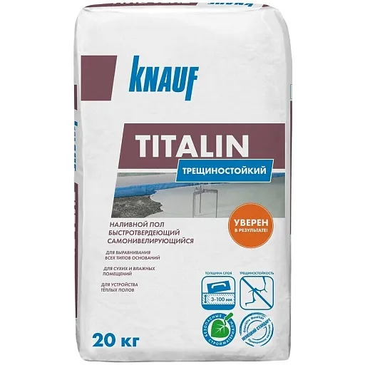 Ровнитель (наливной пол) универсальный Knauf Титалин самовыравнивающийся быстротвердеющий 20 кг Ровнитель (наливной пол) универсальный Knauf Титалин самовыравнивающийся быстротвердеющий 20 кг