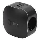 Разветвитель 3 розетки Эра 16 А 220 В 3,5 кВт 2хUSB черный (Б0046364)