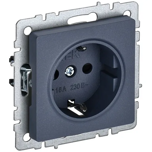 Розетка IEK Brite встраиваемая маренго с заземлением со шторками (BR-R14-16-K35)
