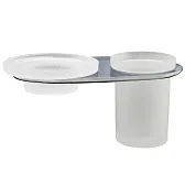 Стакан для ванной WasserKraft Kammel с держателем стекло матовый/металл хром (K-8326) Стакан для ванной WasserKraft Kammel с держателем стекло матовый/металл хром (K-8326)